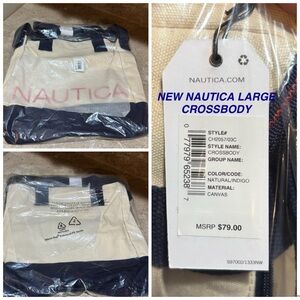 Nautica Canvas Crossbody Bag in Natural and Navy